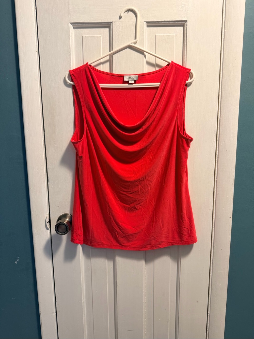 Tahari Hot Pink Draped Neck Sleeveless Top XL